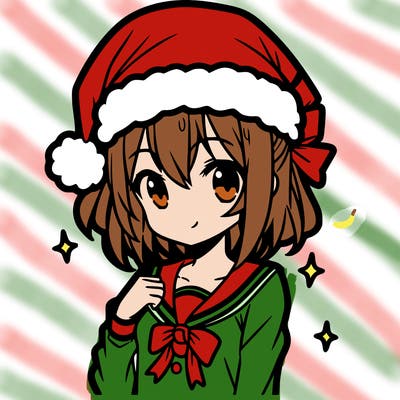anime girl wearing a santa hat