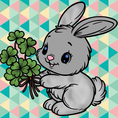 bunny with a bunch of clover