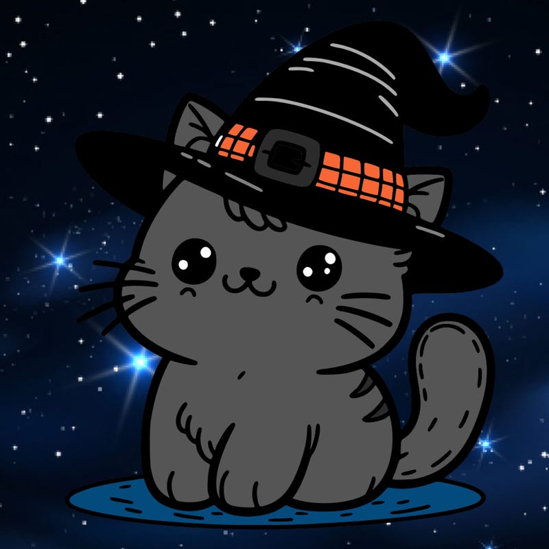 cute cat wearing a witch hat