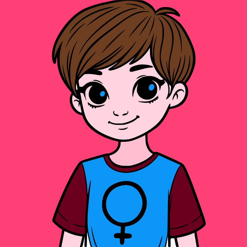 girl with pixie cut and feminist shirt