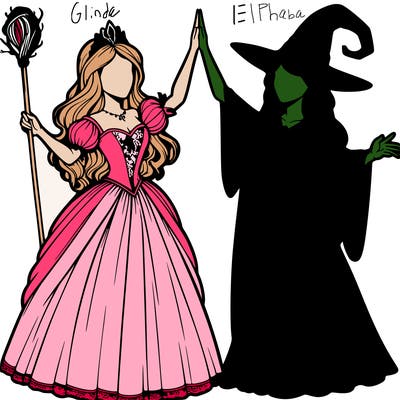 detailed realistic split of a princess and a witch