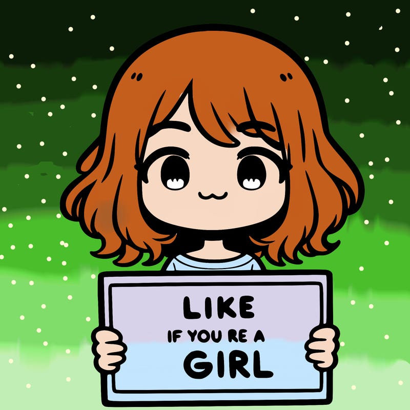 a cute girl holding a sign that says like if you’re a girl