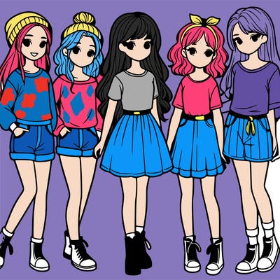 a group of five girls