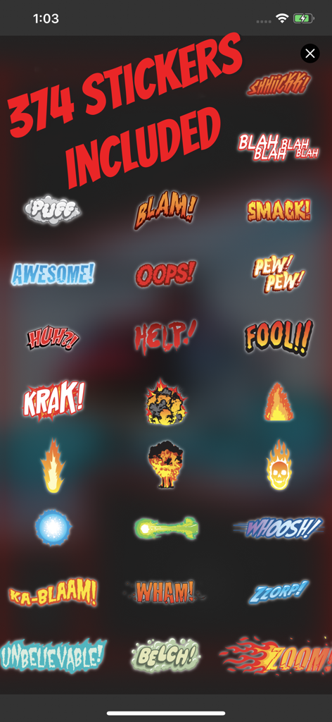 ComicBook! - A collection of hand drawn comic book sound effect stickers and explosion graphics from the ComicBook app