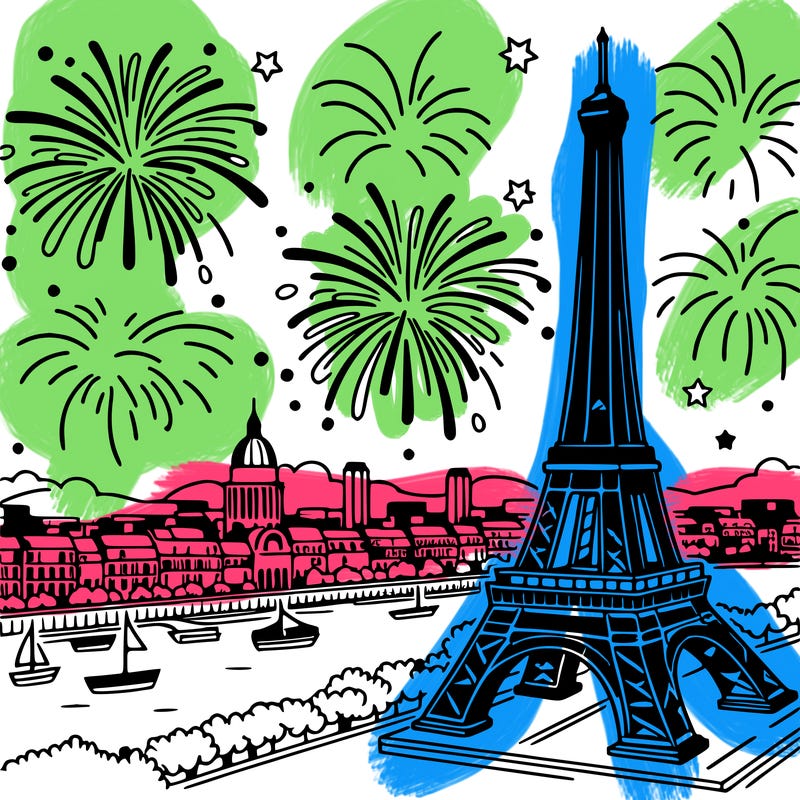 tour eiffel with fireworks