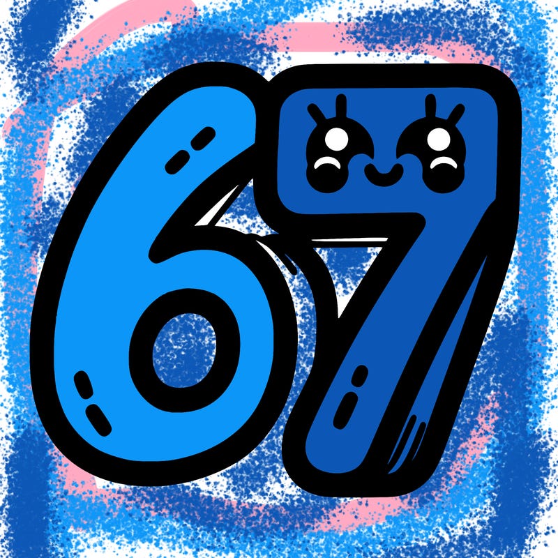 the numbers 67