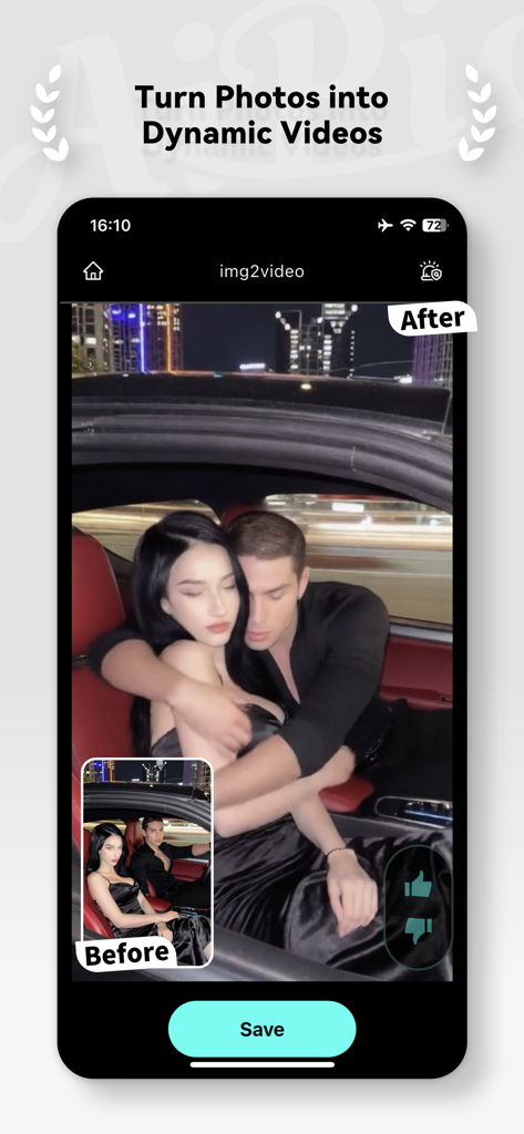 AiPic-Wonder AI Art Generator - AiPic app screen displaying how to turn static photos into dynamic videos