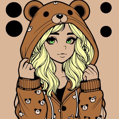 realistic girl in a animal pjs hoodie
