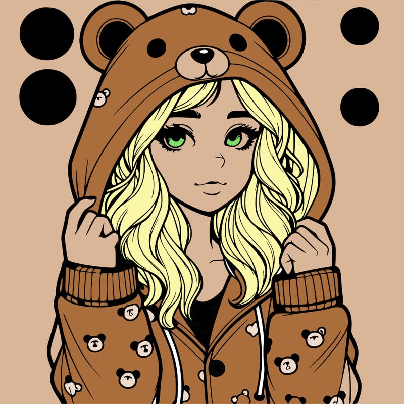 realistic girl in a animal pjs hoodie