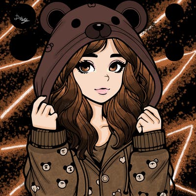 realistic girl in a animal pjs hoodie