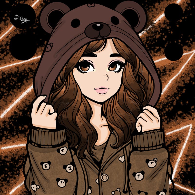 realistic girl in a animal pjs hoodie