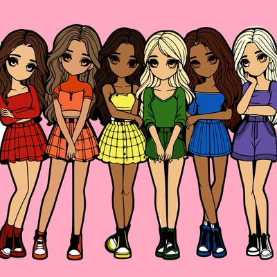 a group of girls realistic