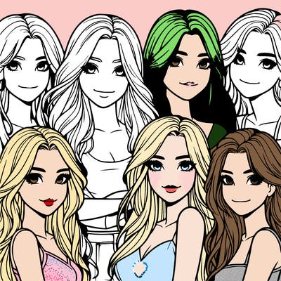 a group of realistic girls