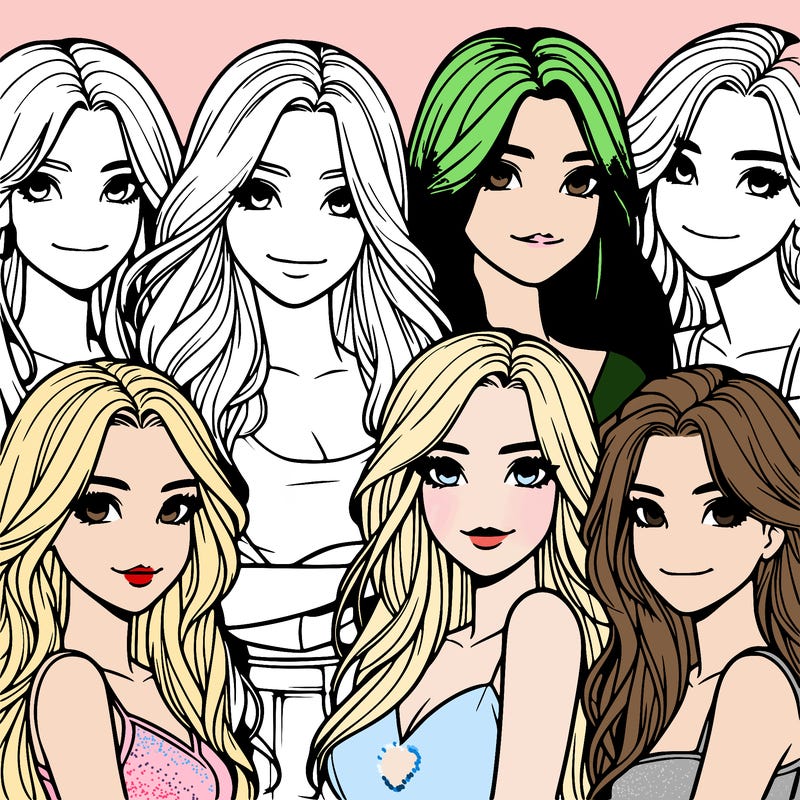 a group of realistic girls