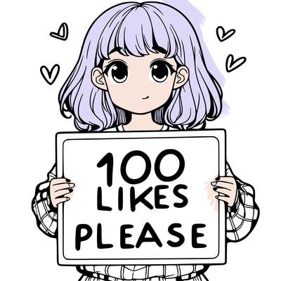 a girl holding a sign saying 100 likes please