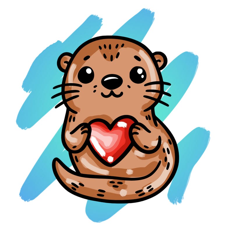 otter with a heart
