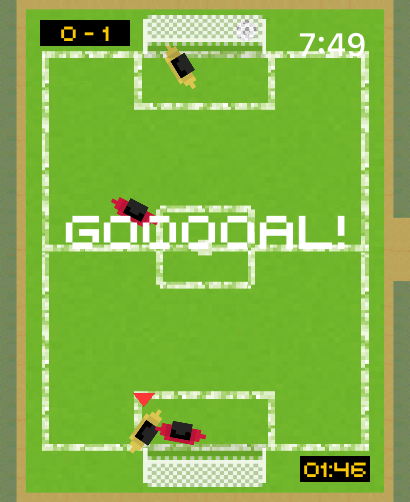 Pixeliges Fußballspiel auf der Apple Watch, das zeigt, wie ein Tor erzielt wird