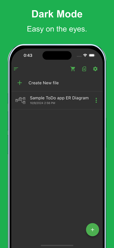 ER Diagram AI app interface showing dark mode theme on an iPhone screen