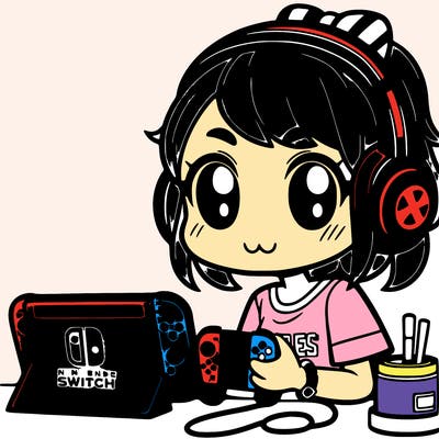 gamer girl with nintendo switch