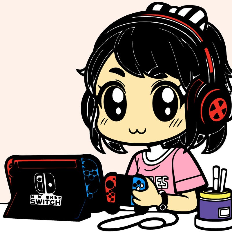 gamer girl with nintendo switch