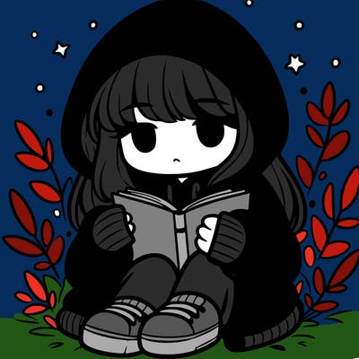 girl in oversized hoodie reading a book