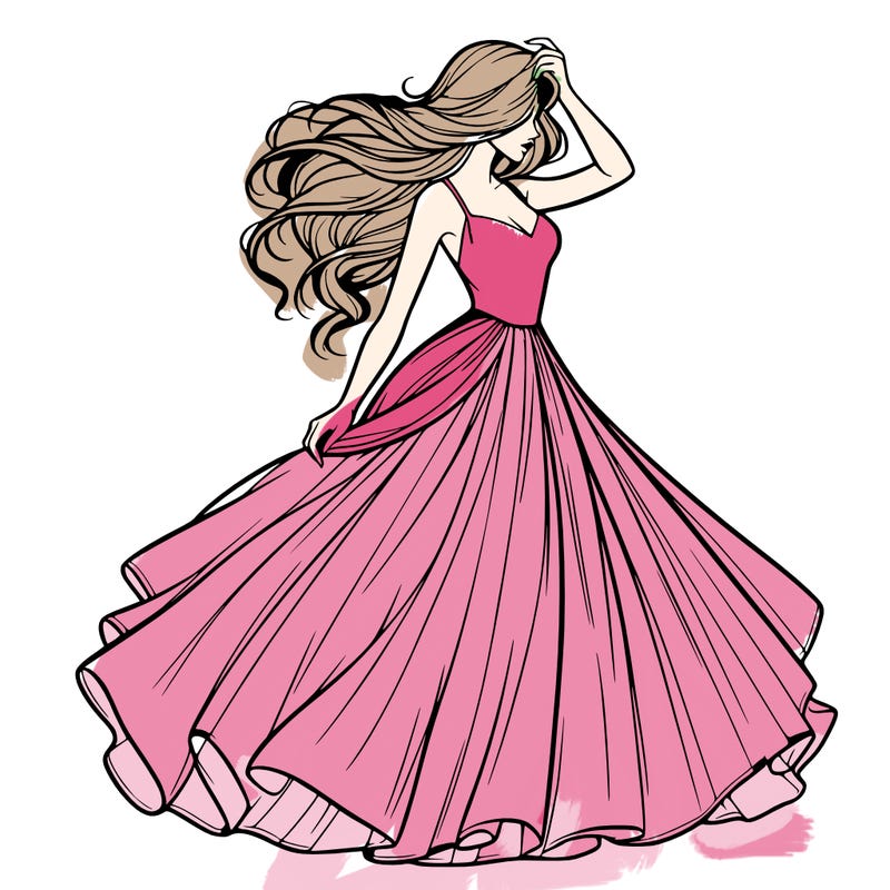 realistic woman with dress flowing in the wind