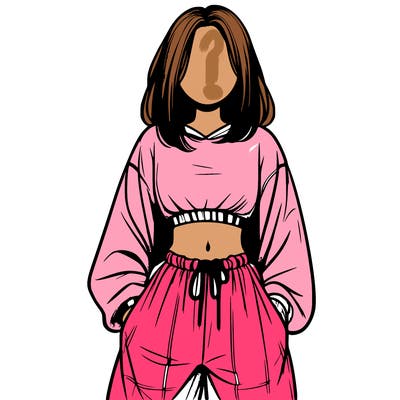 realistic girl faceless with baggy pants and a crop top