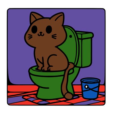 cat on toilet