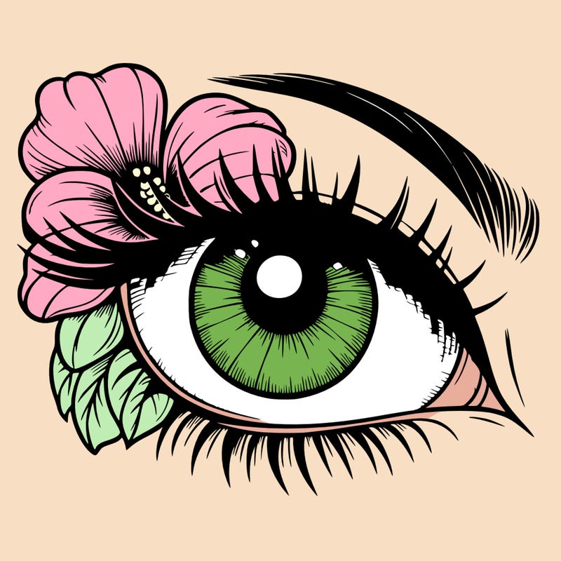 realistic eye with flower