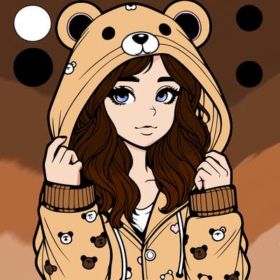 realistic girl in a animal pjs hoodie
