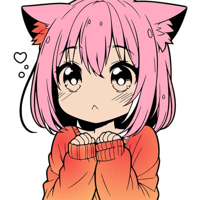 shy anime catgirl