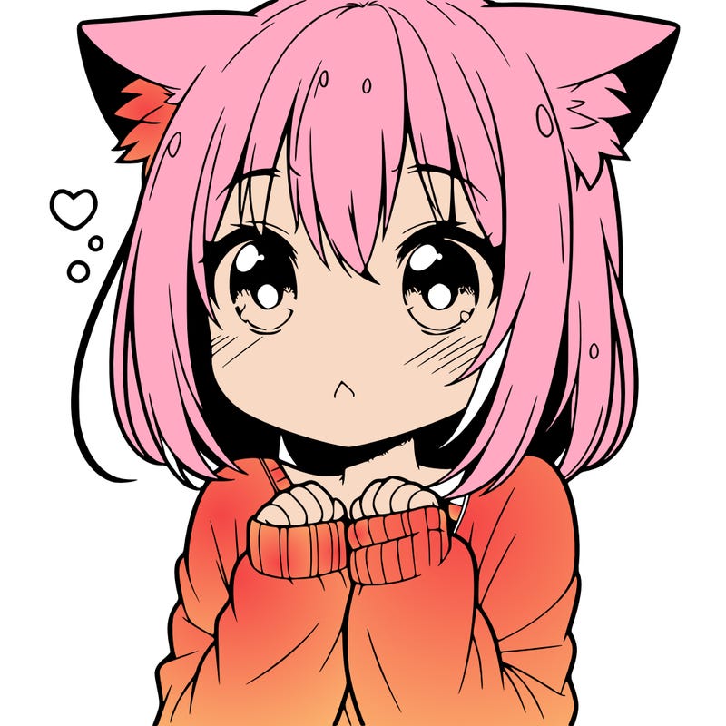 shy anime catgirl