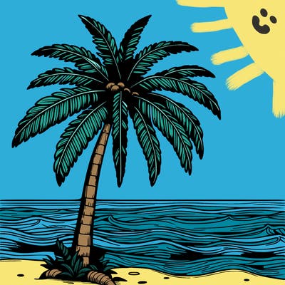 palm tree ocean realistic