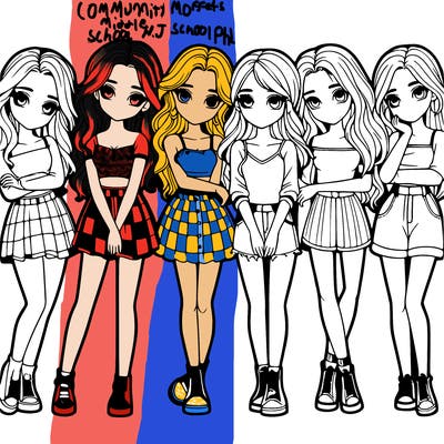 a group of girls realistic