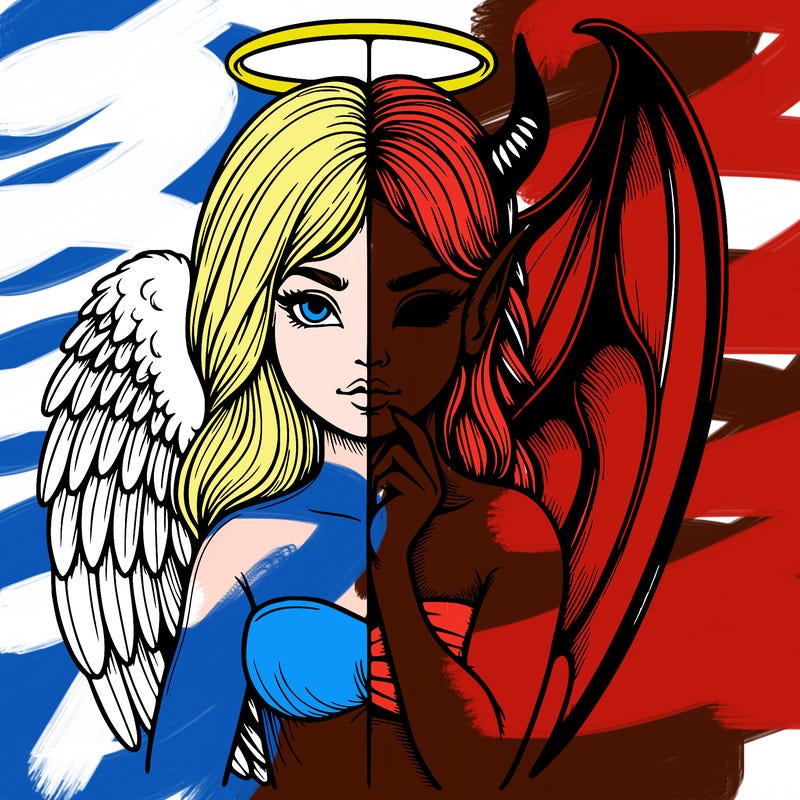 realistic angel half demon