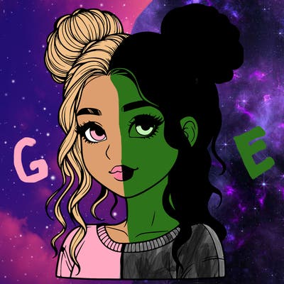 realistic girl with two buns in her hair