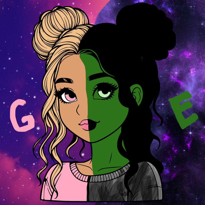 realistic girl with two buns in her hair