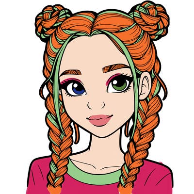 realistic girl with braids