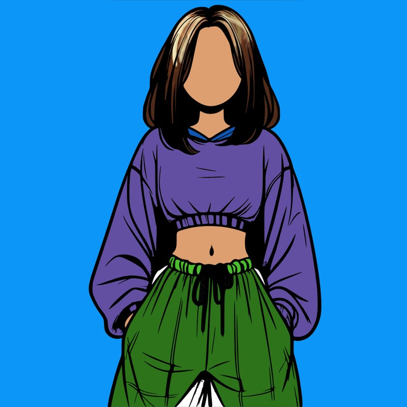 realistic girl faceless with baggy pants and a crop top