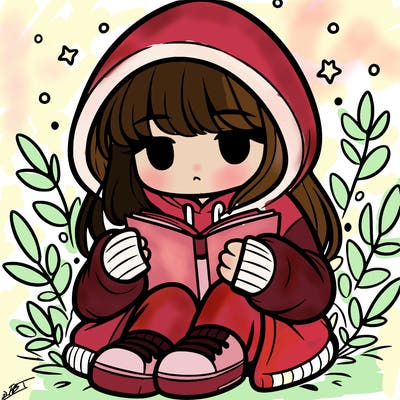 girl in oversized hoodie reading a book