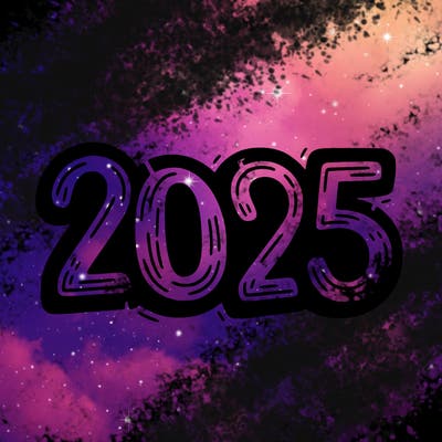 one line scrawled numbers sketch design “2025”