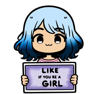 a cute girl holding a sign that says like if you’re a girl