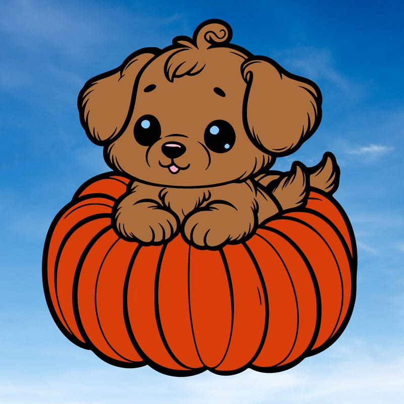 cute little puppy in a pumpkin