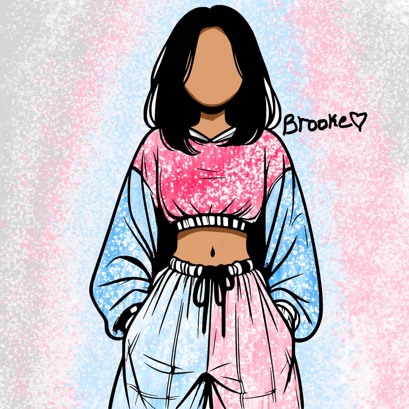 realistic girl faceless with baggy pants and a crop top