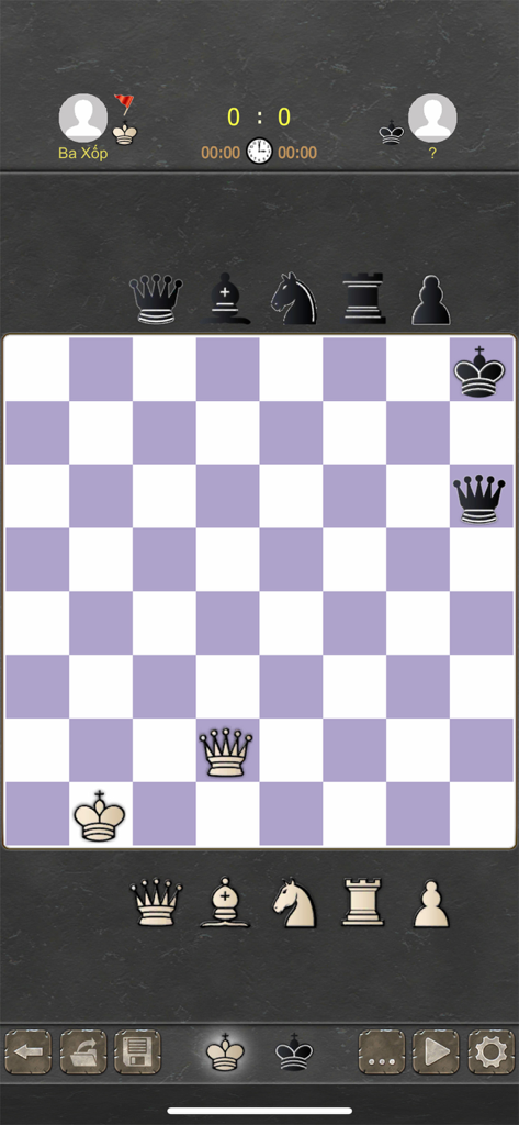 Chess Origins - 2 Players - Gameplay screen of Chess Origins 2 Players showing a chess match on a purple and white board