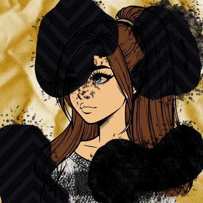 realistic girl with a high ponytail