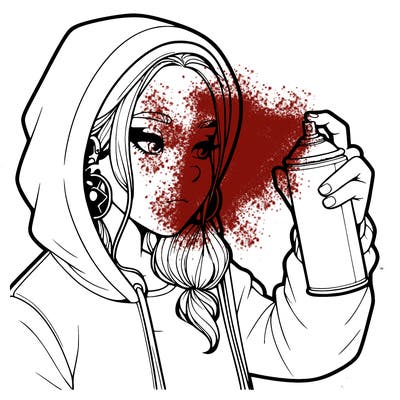 a realistic girl, spray painting
