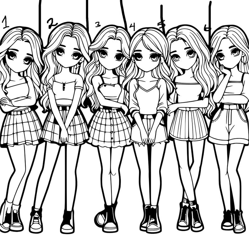 a group of girls realistic