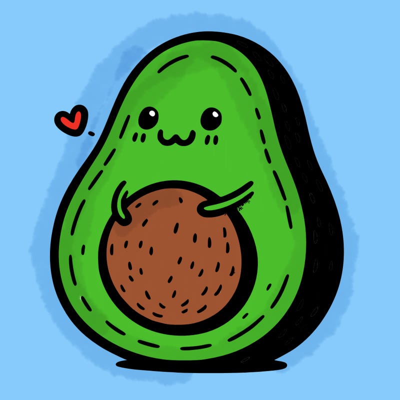 an avocado hugging an avocado
