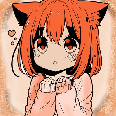 shy anime catgirl